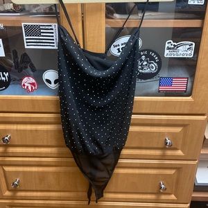 ASTR diamond body suit with cross strap back (Size Small)